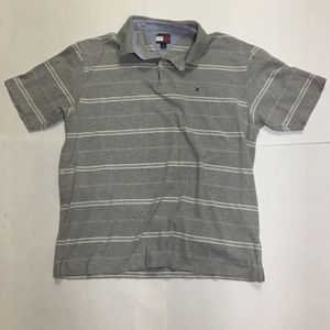 Tommy Hilfiger Polo Stripes Mens L Grey Gray